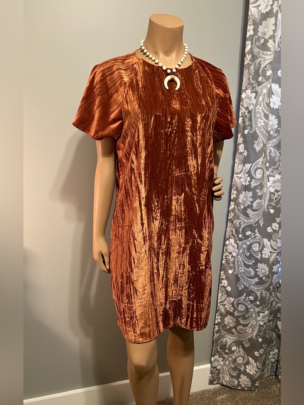 Chanler Henry Copper Crushed Velvet Mini Dress